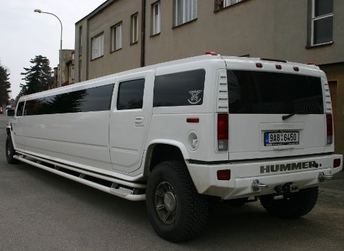 White Stretch Hummer in Prague - front picture