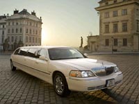 Prague Castle and the white Lincoln Stretch TC120